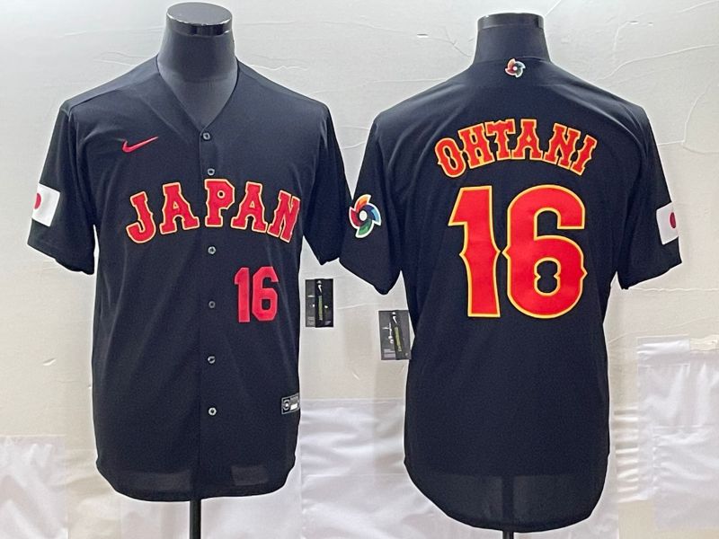 Men 2023 World Cub Japan #16 Ohtani Black Nike MLB Jersey->more jerseys->MLB Jersey